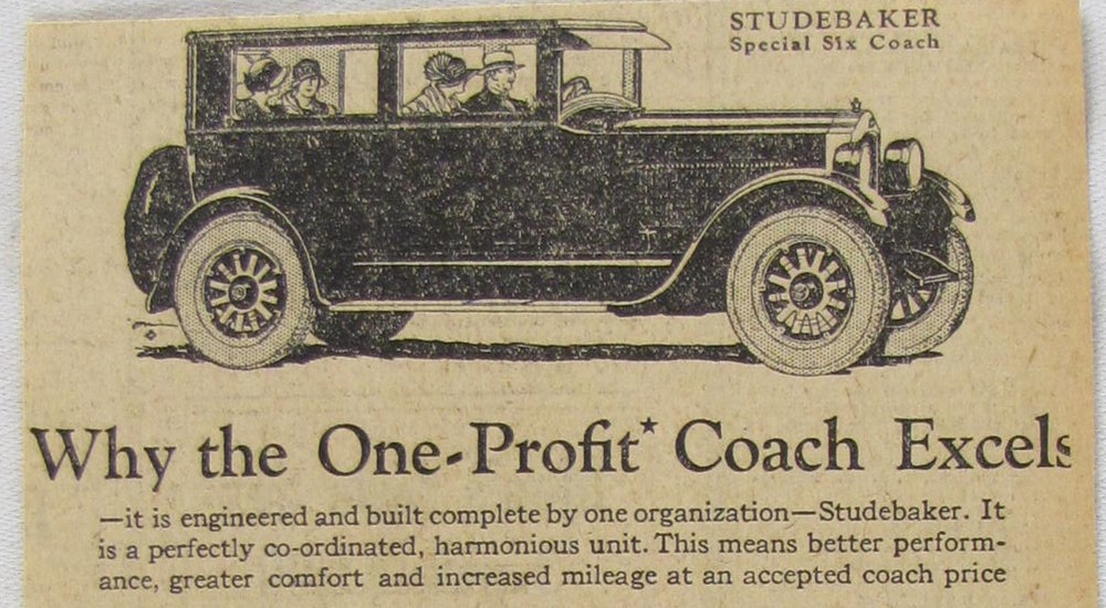 Vintage 1925 STUDEBAKER Coach Car Newspaper Print Ad