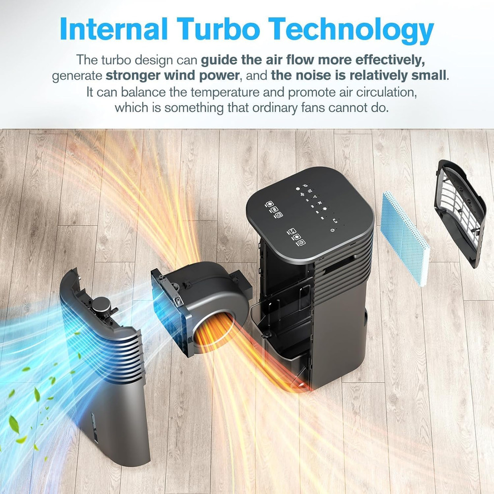 3-in-1 Portable Air Conditioner with Remote, Timer & 120° Oscillation