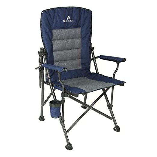 Folding Camping Chair with Storage Pocket and Adjustable Lumbar Support, Navy