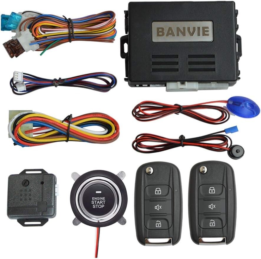 Car Alarm System with Remote Start & Push to Start Ignition Kit Engine Button