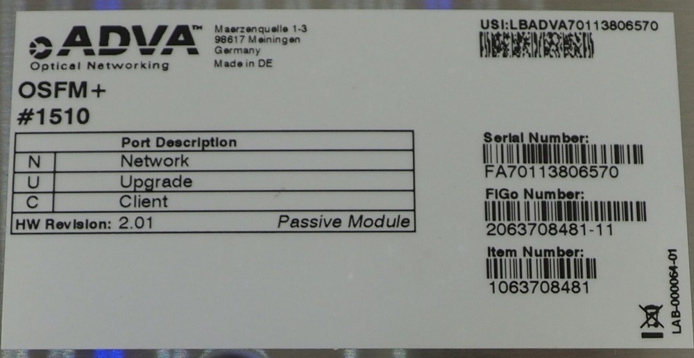 ADVA OSFM+ #1510 MODULE HW REV 2.01 1063708481