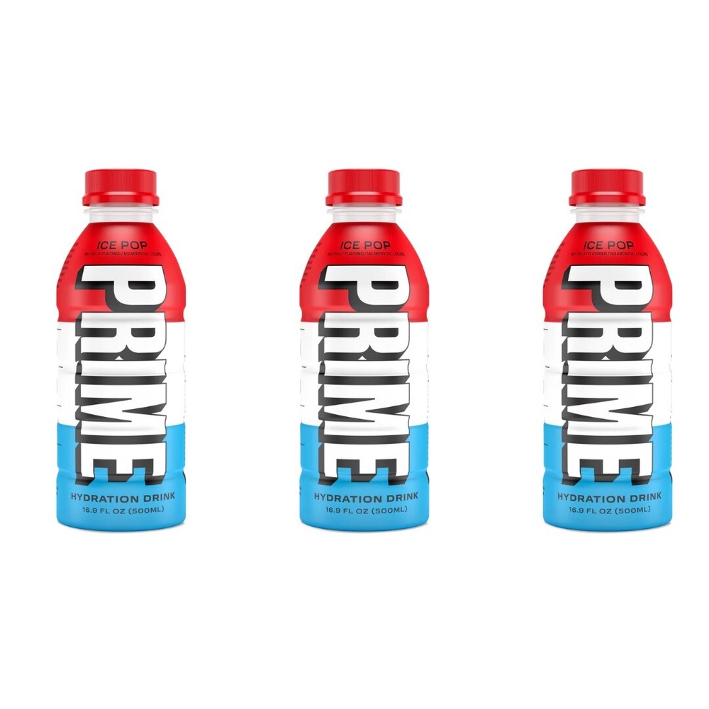 Prime Hydration 500 ml Drink Sports Beverage "Ice Pop," Three Pack