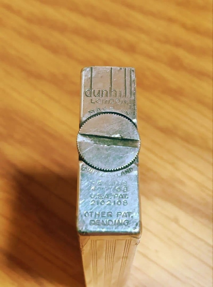 Working Dunhill Oil lighter silver Square Boy Long without box