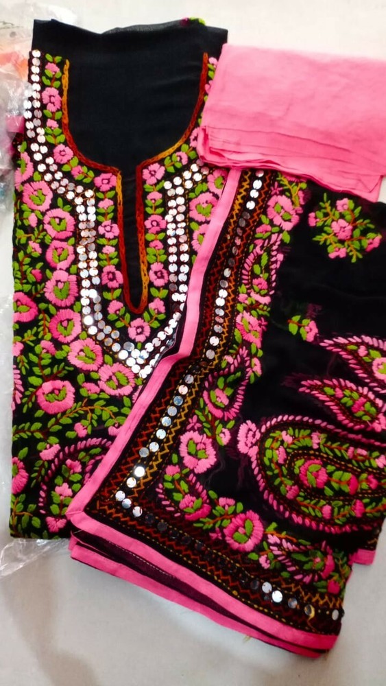 Phulkari georgette unstitched