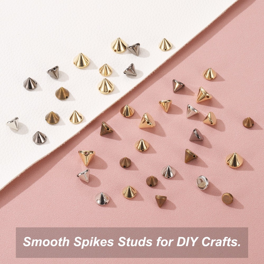 200PCS Spike Cone Studs 10x8mm Plastic with Hole for Crafts Silver