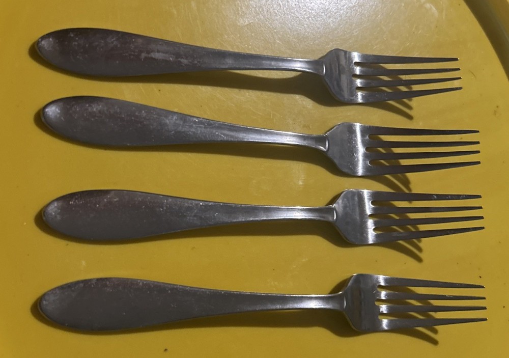 4 Dinner Forks 8 1/8” Cambridge Silversmiths Hailey Stainless Flatware
