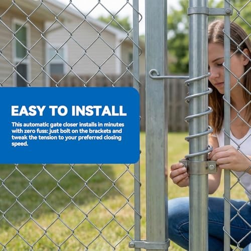 Automatic Chain Link Self Closing gate Closer. Adjustable Closing Tension, for