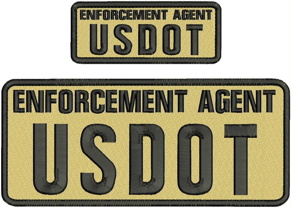 E AGENT USDOT EMB PATCH 4X10 AND 2X5 HOOK ON BACK BLACK ON TAN