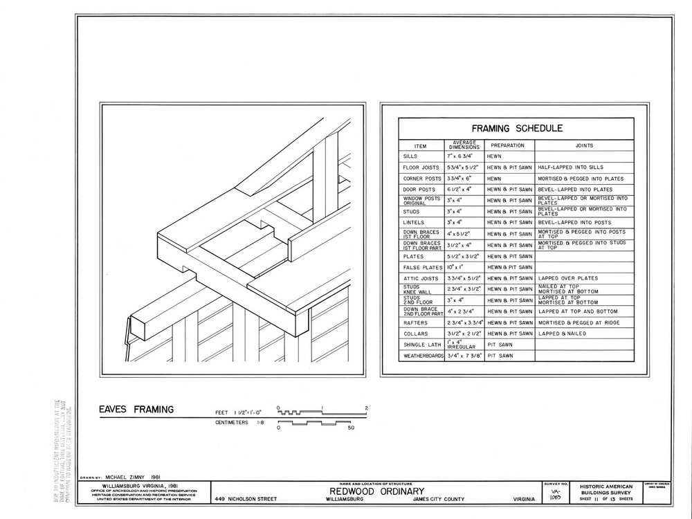 Colonial Williamsburg Timber Framed Cottage - Printed Architectural Plans