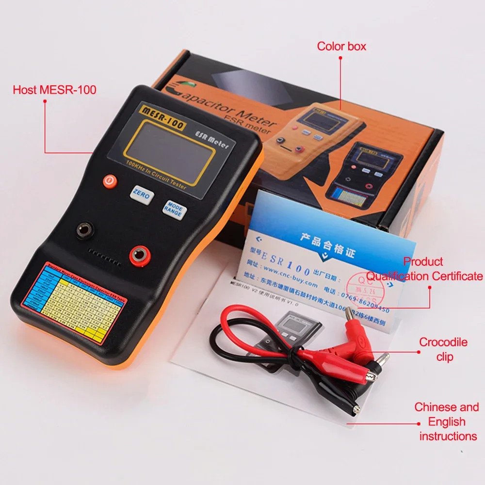 Capacitance Meter MESR-100 ESR Capacitor Ohm Tester Internal Resistance Circuit