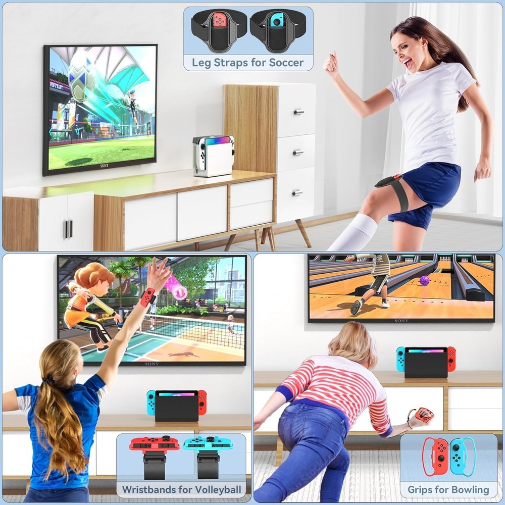 Switch OLED Accessories Kit - Game Bundle, Wheel, Caps, Case, Protector