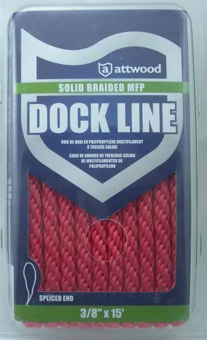 Attwood 11749-7 Solid Braid MFP Dock Line 3/8" x 15 Ft Red
