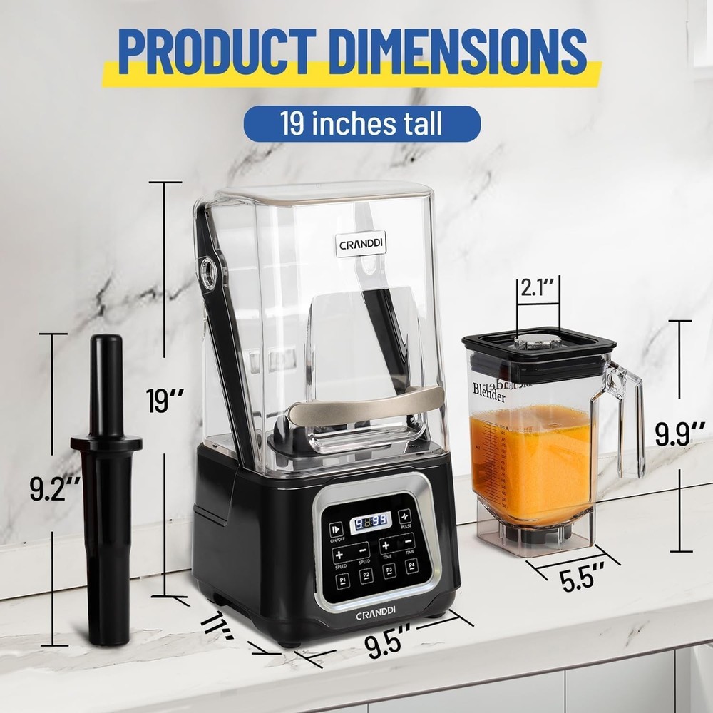 Smart 2200W Professional Blender with Touch Control & 4 Programs for Smoothies