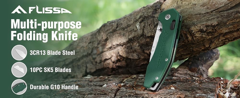 Replaceable Blade Folding Knife, 3-in-1 Poet Hunting Knives,