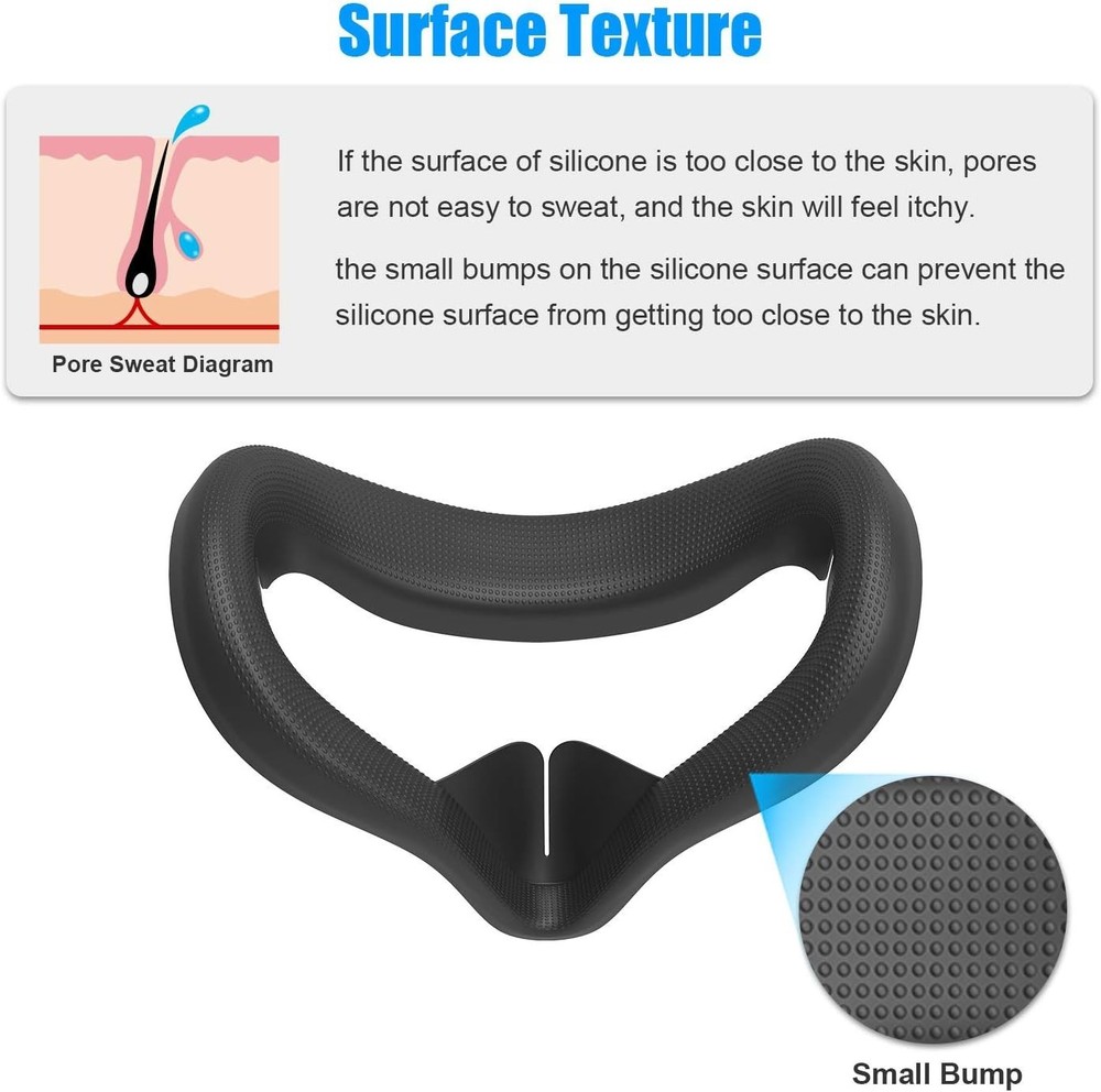 Face Cushion Pad Replacement Compatible with Oculus Quest 2, Silicone Black