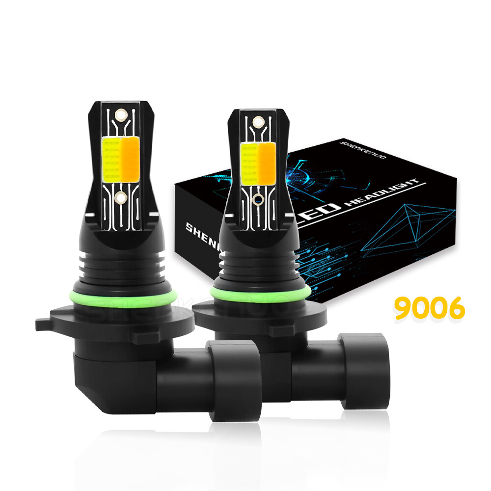 Pair Switchback LED 9006 HB4 Fog Light Bulbs Dual Color Amber & White