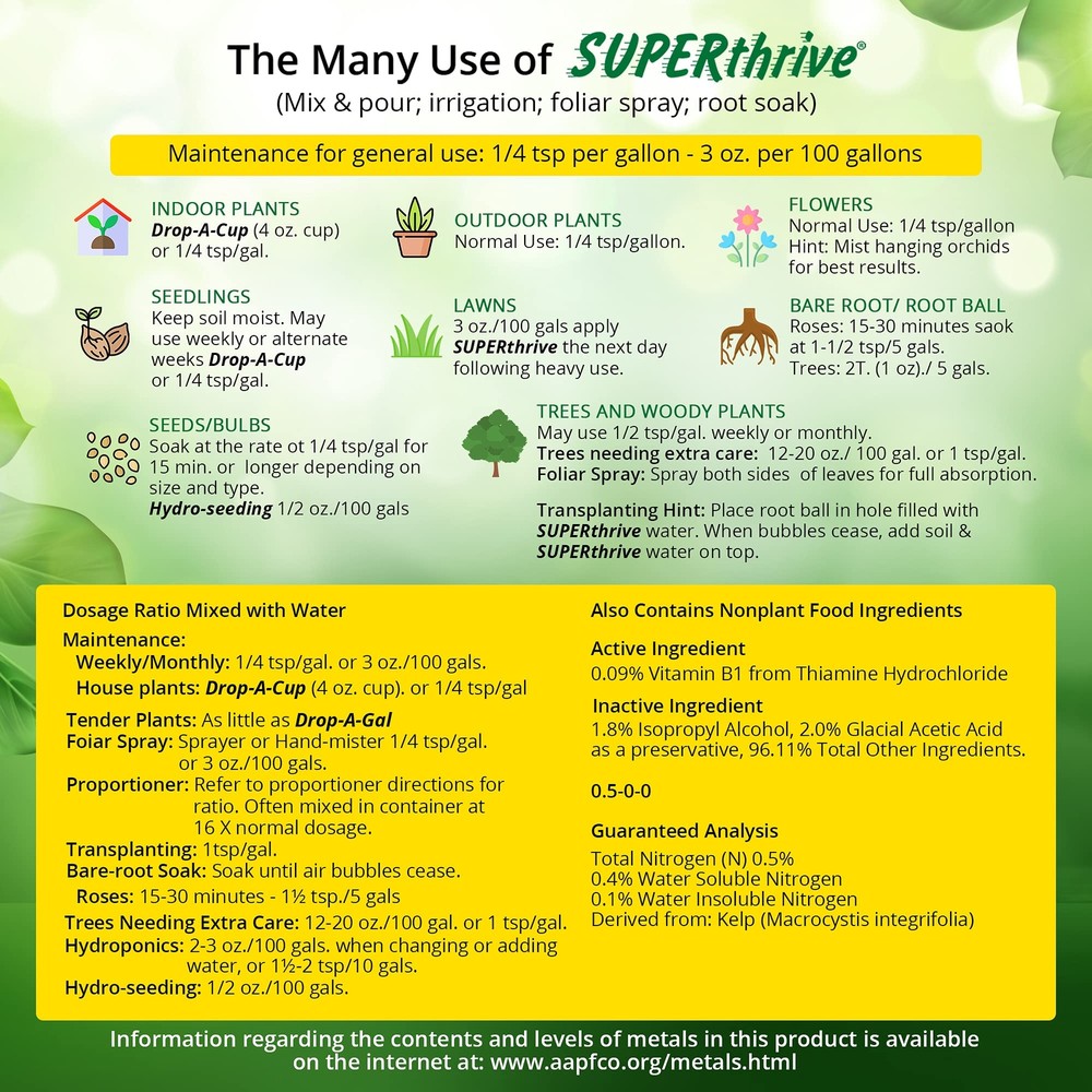 SUPERthrive Original Vitamin Solution with Kelp for All Plants, 4 oz. (2 Pack)