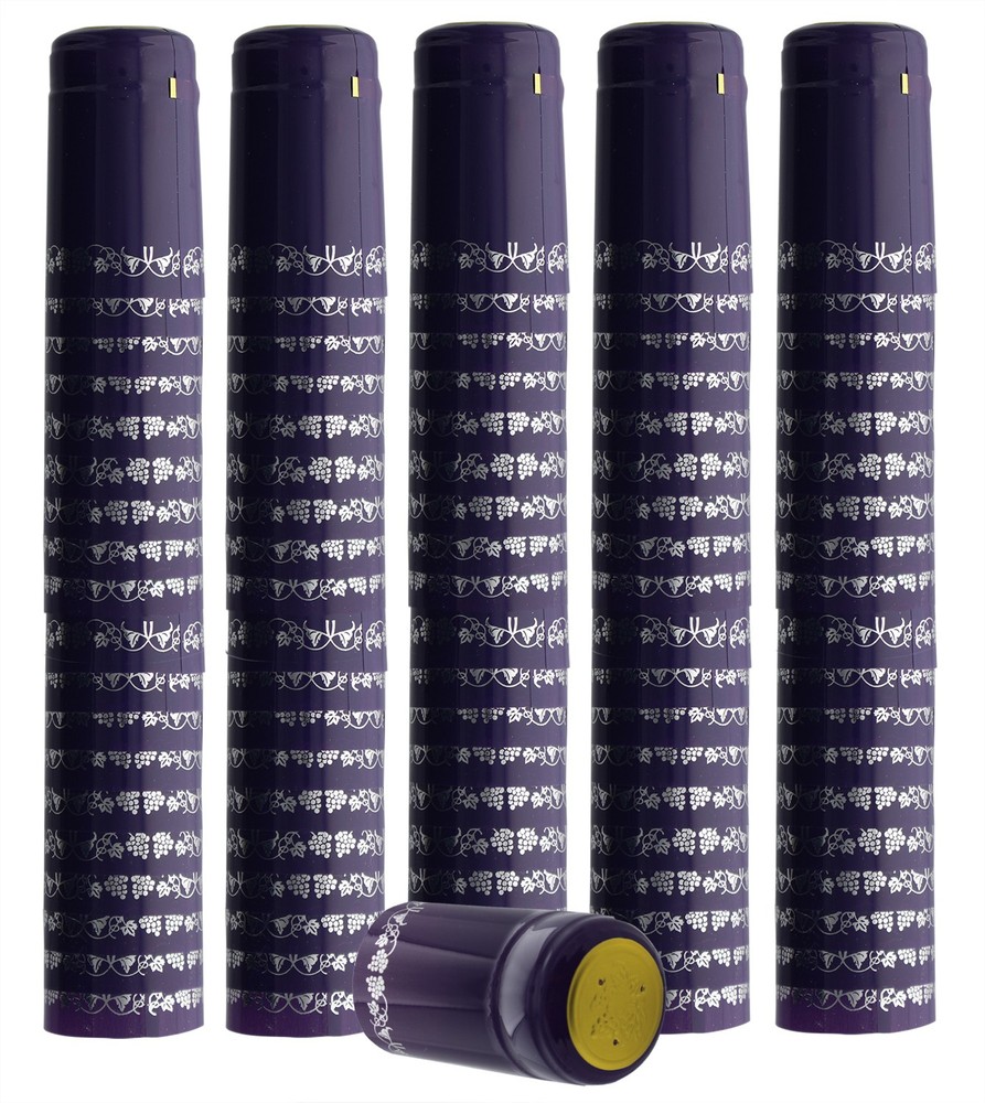 Home Brew Ohio Purple With Silver Grapes PVC Shrink Capsules 100 count