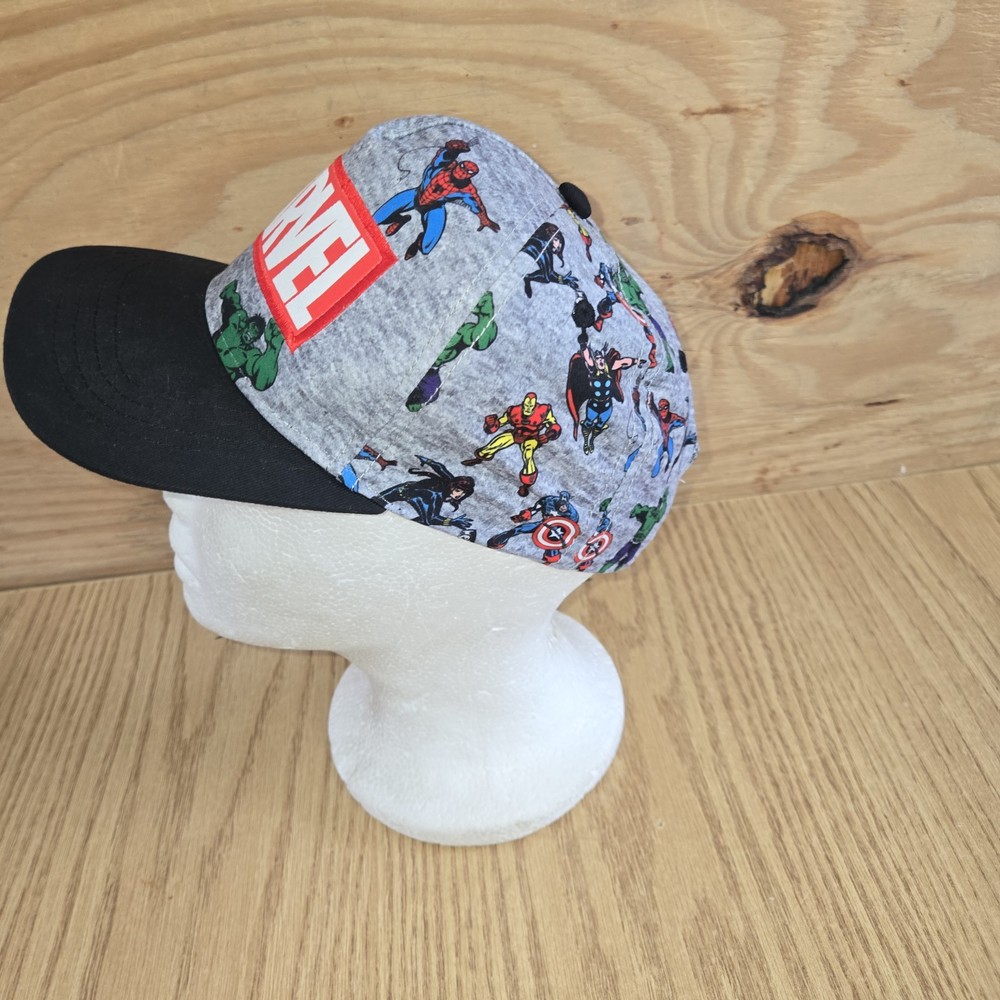 Marvel Avengers Hat Youth Grey Boys Baseball Adj Snapback Euc
