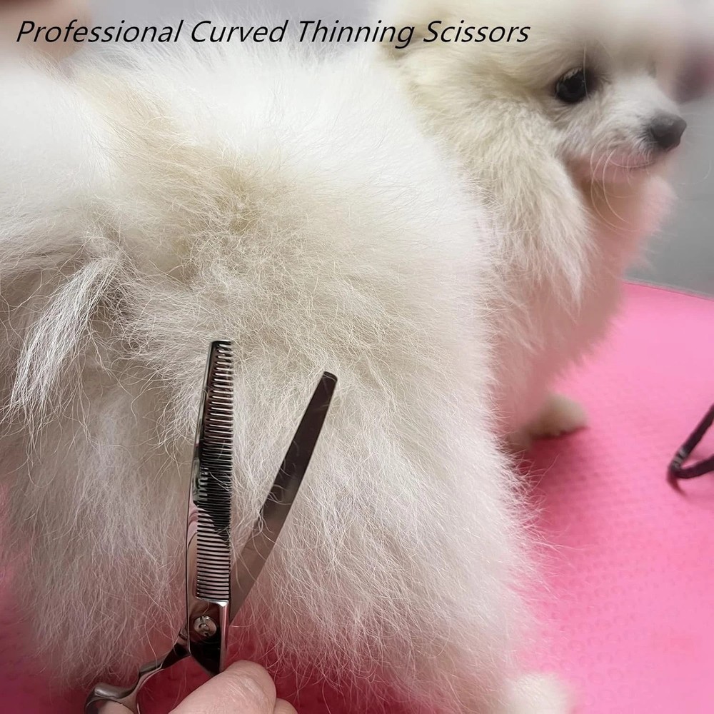 Curved Grooming Shears for Dogs, 30% Thinning