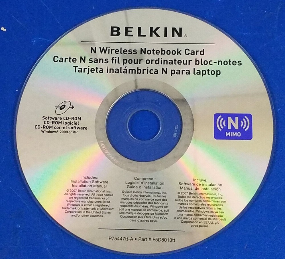 ⭐️⭐️⭐️⭐️⭐️ Software CD Belkin N Wireless Notebook Card