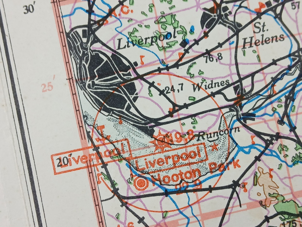 WW2 "RESTRICTED" GERMAN LUFTWAFFE MAP (LIVERPOOL, MANCHESTER, BIRMINGHAM etc)