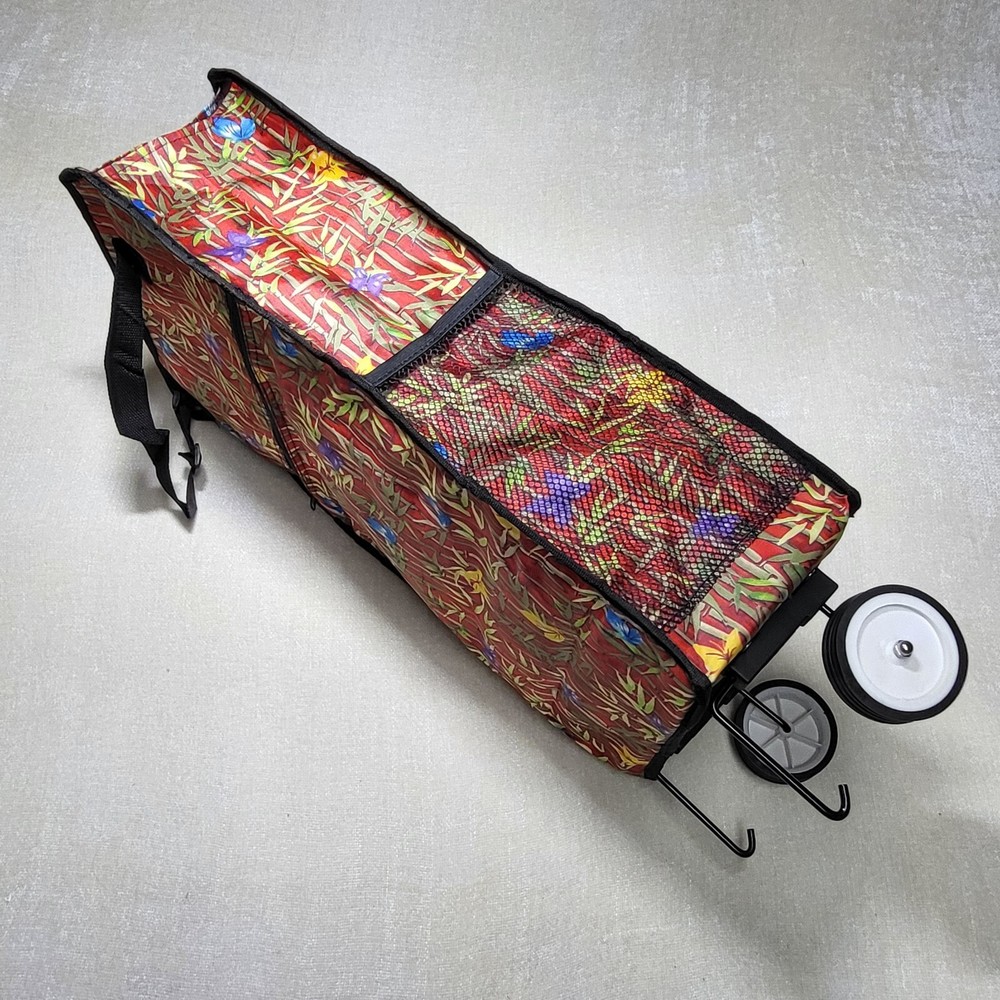 Rolling Travel Bag Collapsible Red Multicolor Bamboo Print