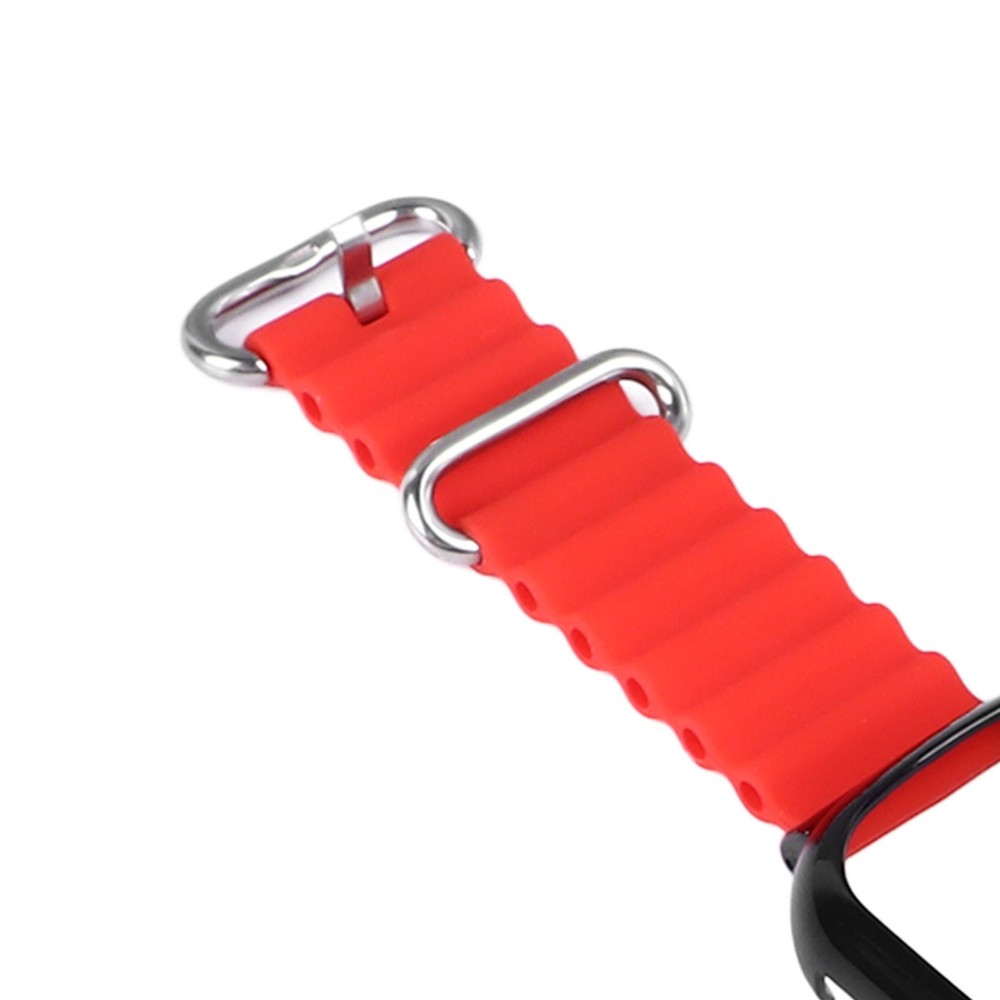 Silicone Watch Band With Case Replacement For Honor 4 Adjustable Strap (Red )