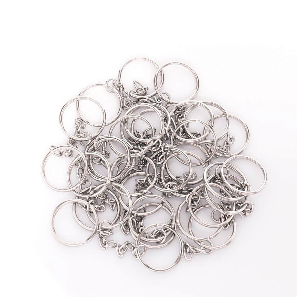 KINGFOREST 100PCS Split Key Ring Kit with Chains & Jump Rings 100PCS, Silver
