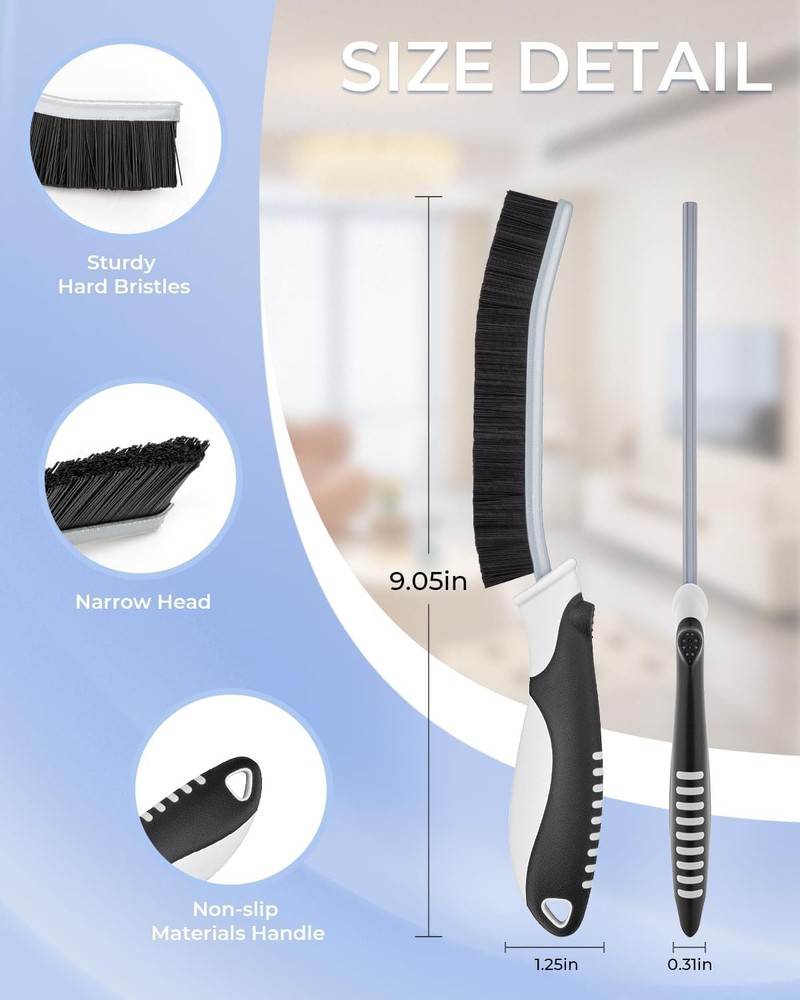 Scrub Brush Set 3 Pack, Small Space Cleaning Tools for Kitchen Bathroom