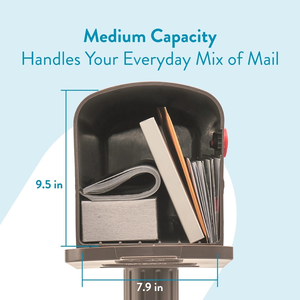 Architectural Mailboxes Newbury Plastic, Medium, Mailbox and Post Kit in Mocha