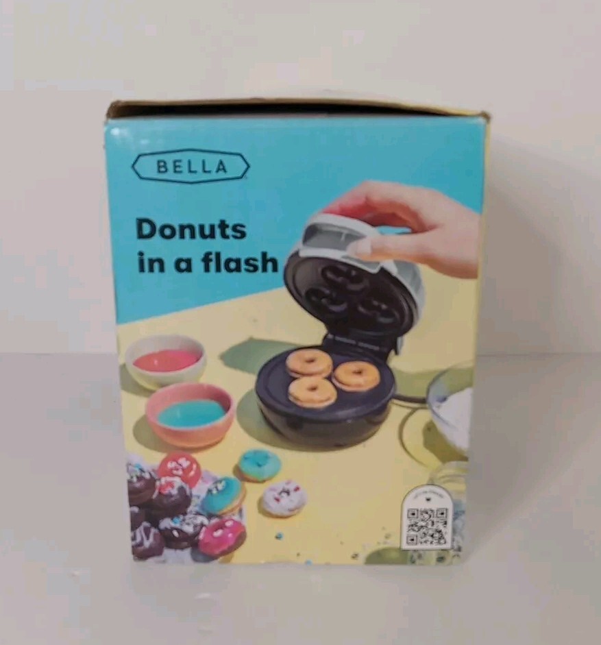 Bella Mini Donut Maker Non-Stick Easy Compact Design Makes 3 Donuts NEW IN BOX