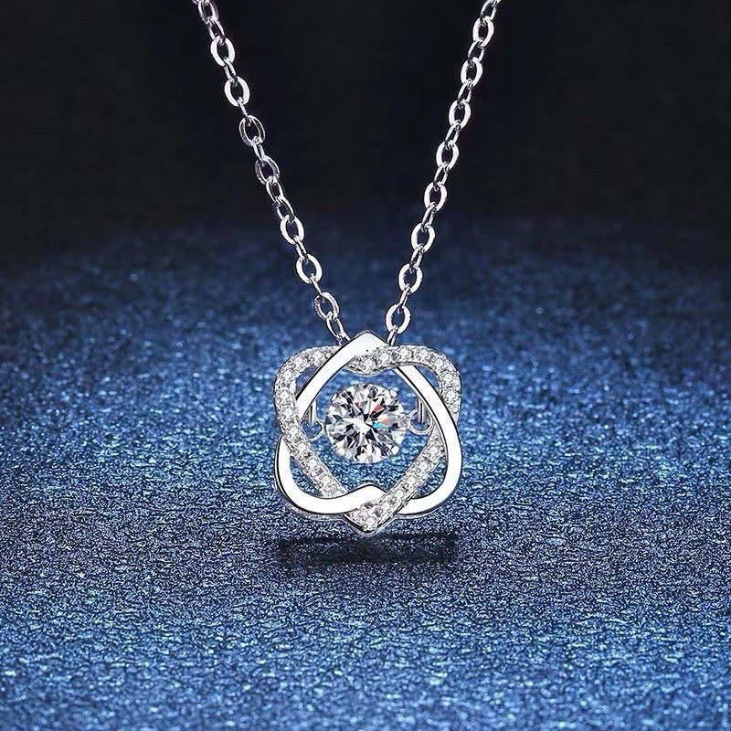 925 Silver Locked Hearts Pendant Necklace