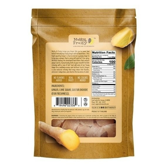 Nutty & Fruity Ginger Chunks Dried Non Crystallized 32 oz