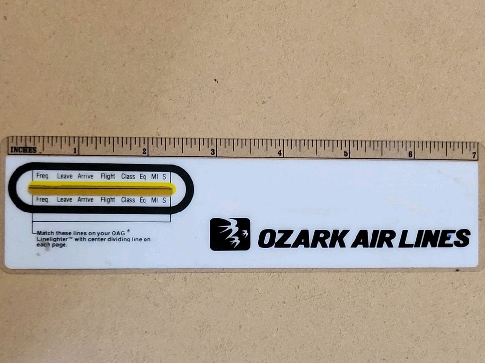 OZARK AIR LINES Ruler . OAG Reader