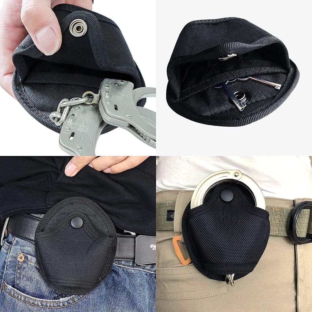 2-Packs Tactical Molle Nylon Open Top Quick Release Handcuff Holder Pouch Case