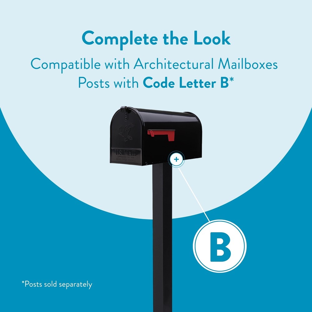 Elite Galvanized Steel Large Post-Mount Mailbox in Black