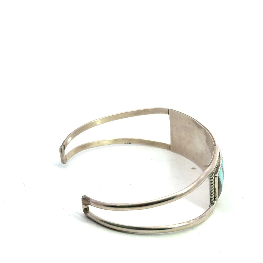 vintage native american sterling silver inlaid stone bangle