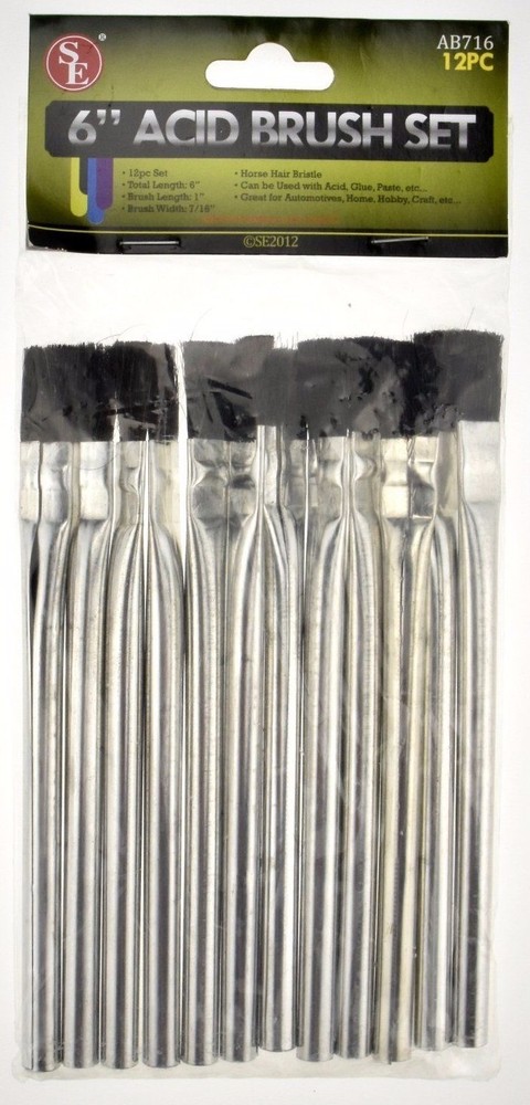 New Pack of 12 Disposable Acid Brushes