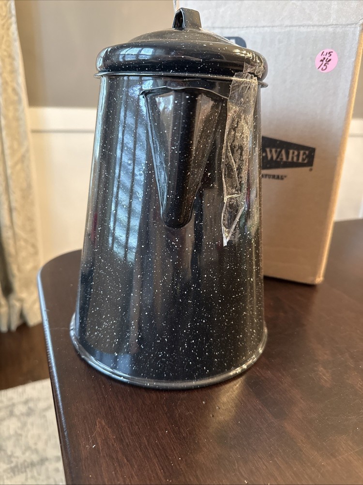 Granite Ware Coffee Boiler, 12 Cup - Speckled Black