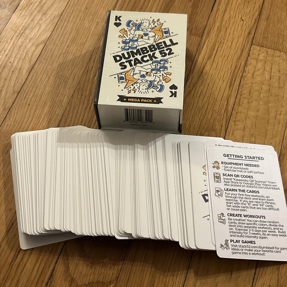 DUMBBELL STACK 52 Dumbbell Exercise Workout Card Game - MEGA Pack plus 52 extras