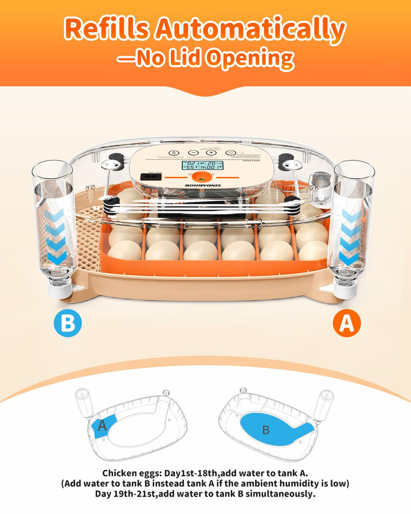 Egg Incubator for 24 Chicken Eggs with Automatic Turner, Digital Temperature Con