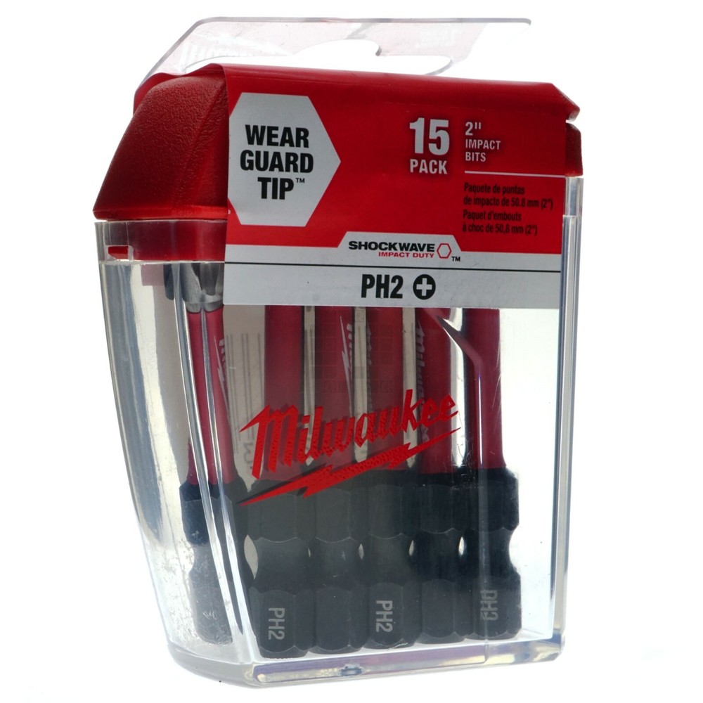 Milwaukee 48-32-5004 PH2 2" SHOCKWAVE Impact Duty Philiips Bits (15 Pack)