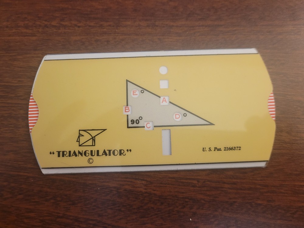 Vtg 1940s Triangulator Slide Chart + Instructions "Makes Trigonometry Easier"