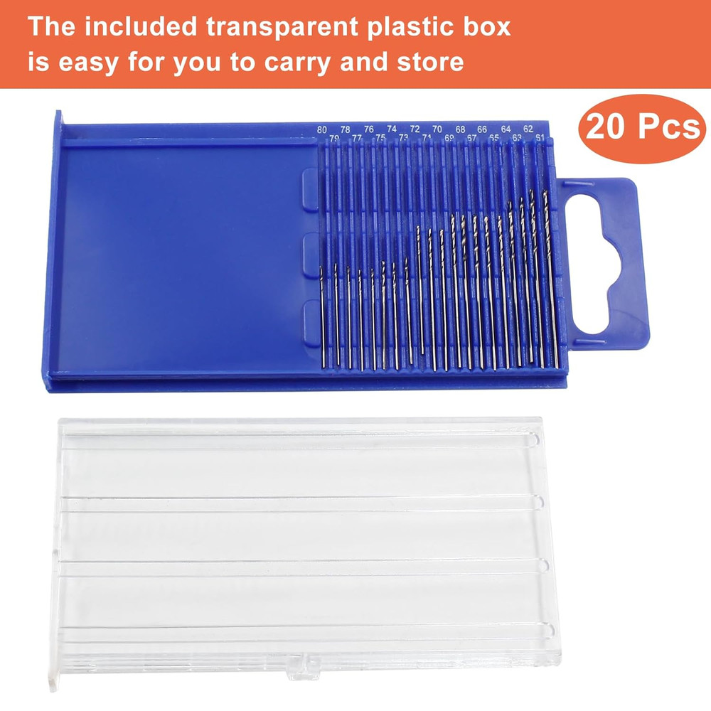 Biaungdo 20 Pcs Mini Micro Drill Bit Set HSS Metric Tiny Bits Shank...