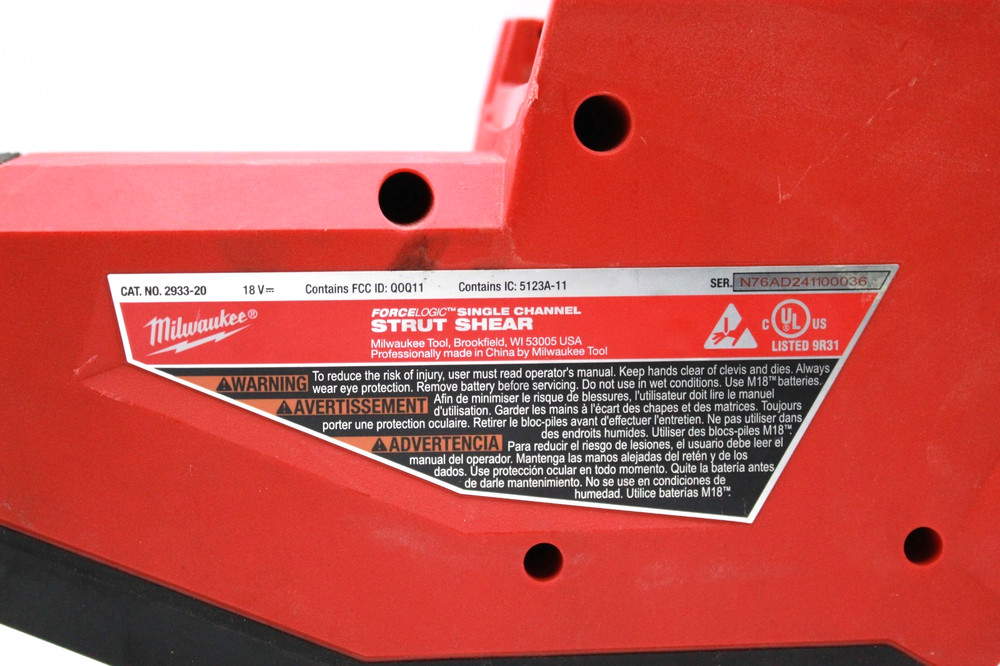 Milwaukee 2933-20 FORCELOGIC Single Channel Strut Shear (Tool Only)