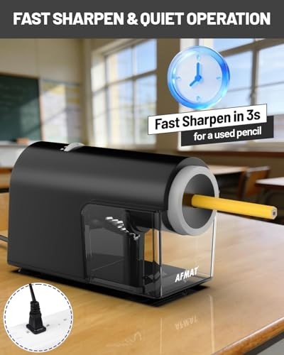 Electric Pencil Sharpener, Fully Automatic Pencil Sharpener for 6.5 Black