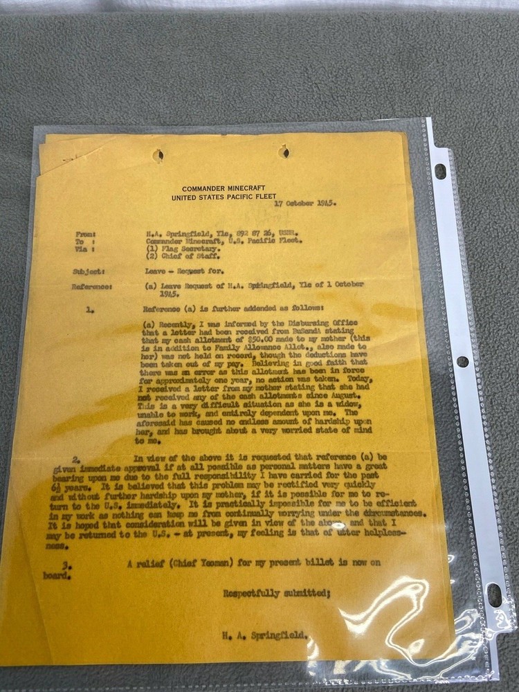 WWII US Navy & USS Terror CM-5 Documents