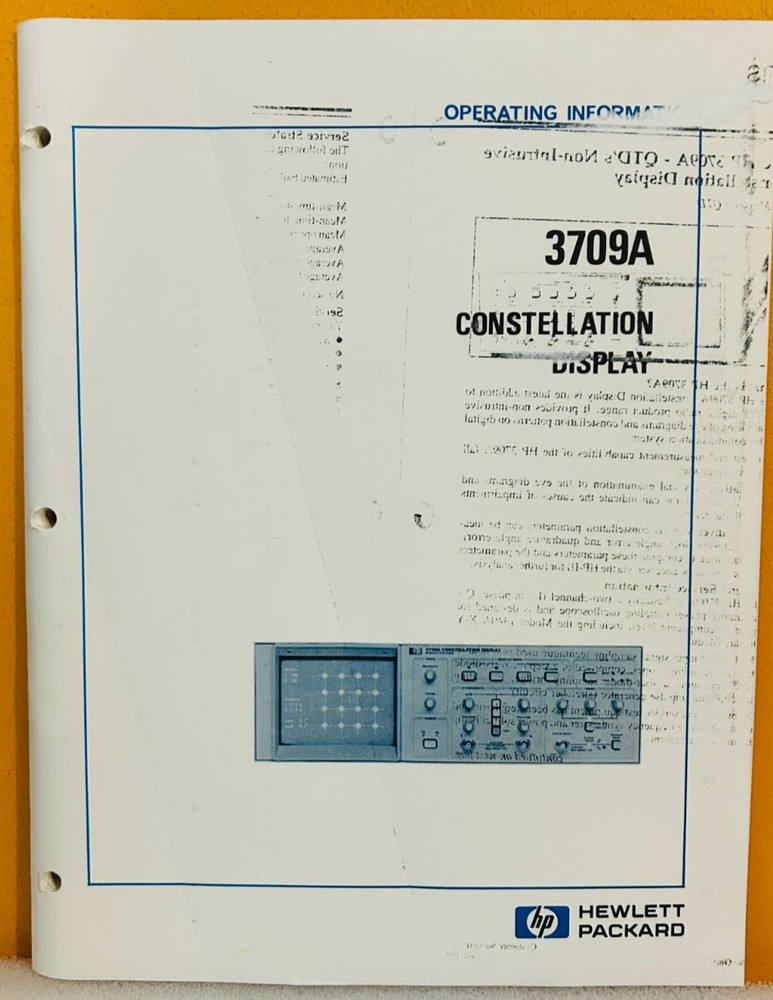 HP Model 3709A Constellation Display Operating Information Manual.
