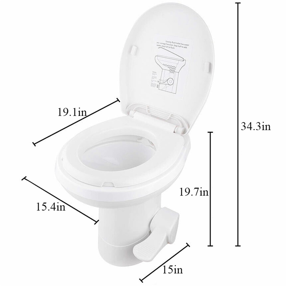 Portable Toilet RV Foot Pedal Flush High Profile Caravan Travel Outdoor Indoor